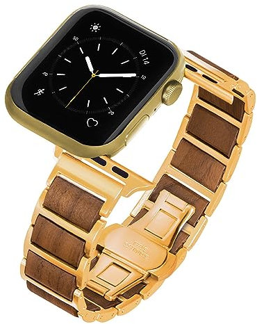 LAiMER - Holz Uhrband kompatibel mit Apple Watch 42/44/45mm - Series 1-9/SE & 49mm Ultra 1-2, Ersatz - Wechsel Uhrband - Atmungsaktiv & natürliche Materialien