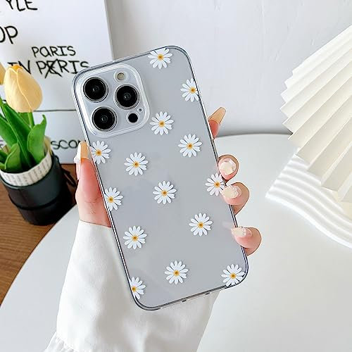 ZTOFERA TPU Back Case for iPhone 13 Pro, Daisy Pattern Glossy Soft Silicone Case, Slim Lightweight Protective Bumper Cover for iPhone 13 Pro (6.1) - Clear