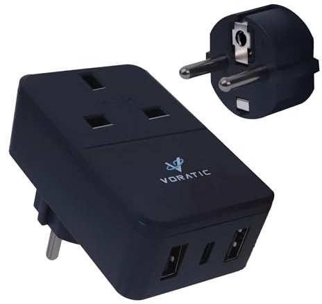 UK to US Plug Adaptor,USA Travel Adapter 20W USB C Fast Charger,UK to USA Plug Adapter with 2 USB Ports and 1 Type C for USA Mexico Canada Thailand and More (type B)