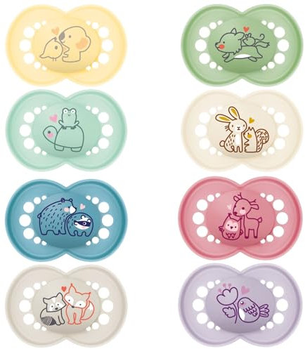 MAM | Original Couleurs de la Nature Schnuller 18+ Monate (2 Stück) Zufällige Farbauswahl - Symmetrischer und anatomischer Silikonsauger - Baby Schnuller mit Transport- und Sterilisierbox