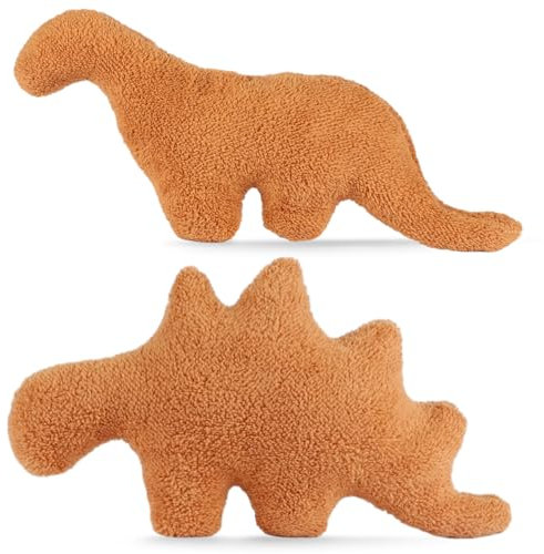 Rierousy 2 Stück Dino Nugget Kissen, Dino Chicken Nugget Pillow,Dino Nuggets Kuscheltier, Dinokissen, Dinosaurier Stofftierkuscheltier Dino für Kinder Kreatives Geburtstagsgeschenke