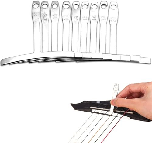 Calibre Del Radio de La Guitarra,Herramienta Universal para Calibrador de Guitarra,9 Piezas Calibre de Regla de Radio de Cuerda,Medidor de Radio de Precisión para Reparación y Mantenimiento de Guitarr