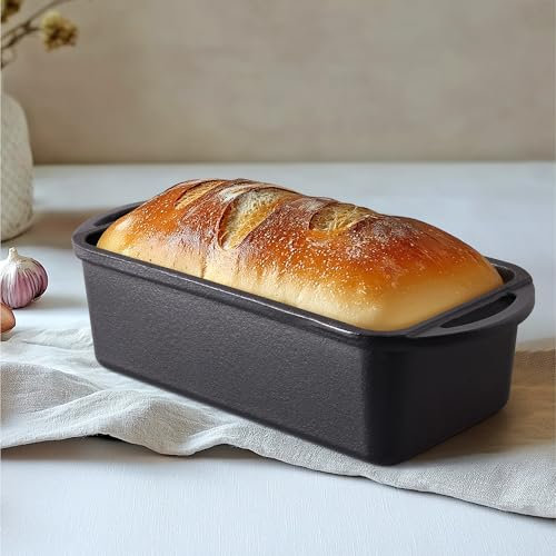 Navaris Olla para Hornear Pan - Cacerola Rectangular Esmaltada 26 x 12 x 7 cm de Hierro Fundido para Horno BBQ Vitrocerámica Inducción - Cazuela sin Tapa - Negro