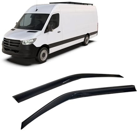 Rumplex Windabweiser Luftabweiser Regenabweiser Seitenfensterabweiser Kompatibel mit Mercedes Benz Sprinter 2006-2024 Autofenster Regenschutz Anklebbare Deflektoren 2 Stück Externe Passform
