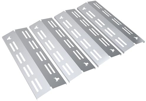 tuning-art GA45 Gasgrill Brennerabdeckung Edelstahl kompatibel mit Enders Boston Pro 4 Gasgrills | Brennerschutz | Passgenau, Farbe:4er Set Chrom Bulle