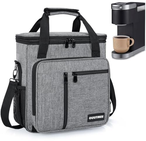 OUUTMEE Tragetasche für Kaffeemaschinen, kompatibel mit Keurig K-Mini oder K-Mini Plus, tragbare Aufbewahrungstasche mit zusätzlichen Taschen, Aufbewahrungstasche mit Schultergurt