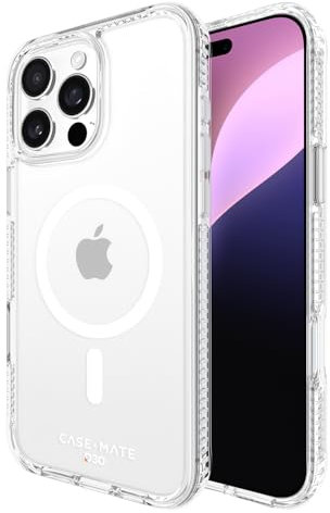 Case-Mate iPhone 16 Pro Max Case [Compatible with MagSafe] Tough Shockproof Phone Case with 16ft D3O Drop Protection - Premium Rugged Cover for iPhone 16 Pro Max - Clear