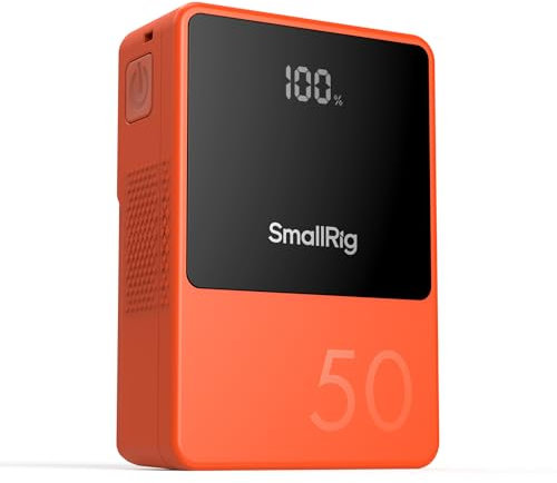 SMALLRIG V Mount Battery VB50, 50Wh / 3400mAh V-Mount Battery with PD 45W USB-C Fast Charging, with D-TAP, USB-A, Dual DC Ports, OLED Screen, for DSLR Camera, Camcorder, Monitor, Phone, Orange - 4871
