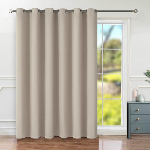 BGment Patio Sliding Door Curtain for Bedroom, 84 Inch Length, Extra Wide Room Divider, Thermal Insulated Privacy Soundproof, Camel, 120 Wide
