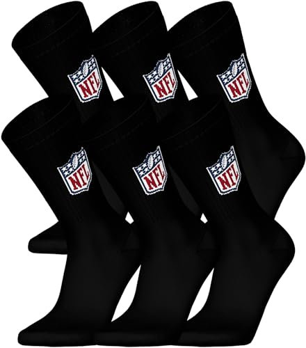 NFL SHIELD 6pk Crew Socks - BLK - 43/46