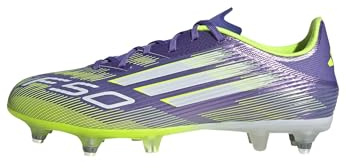 adidas Unisex F50 League Soft Ground Football Boots, Purple Rush/Cloud White/Lucid Lemon, 8 UK