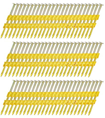 meite 21 Degree Framing Nails, 2-3/8 Inch x 0.113 Inch, Round Head, Galvanized, Smooth shank, Plastic Strip Collated Framing Nails for 21 Degree Framing Nailer Gun (2,000 Counts)
