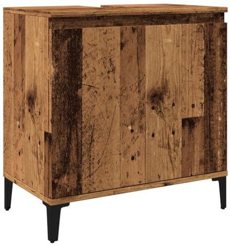 vidaXL Mobile Lavabo Legno Antico 58x33x60 cm in Legno Multistrato, Mobile lavandino Bagno, Mobile Bagno lavabo, Mobile lavabo Bagno