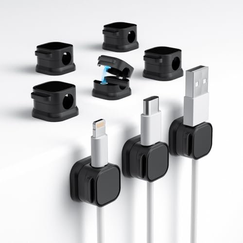 Porta Cavi, RCIDOS 8 Pezzi Organizer Cavi Cable Management Organizer Scrivania Porta Cavo Comodino Fermacavi Per Hdmi Usb Cavo Audio Scrivania Comodino(nero)