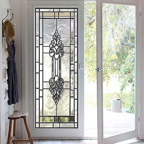 Neukids Bloom Iris Türfolie Selbstklebend,Abziehen und Einfügen-2 Bände | Buntglas türen klebefolie,Innentür dekorative Kunst Glastür Aufkleber,türfolie selbstklebend 38.6x200cm