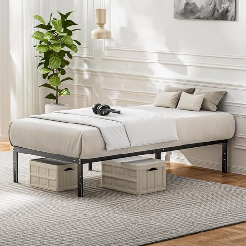DUMOS Bettrahmen Queen Size Plattform Bettgestell Metallmatratzenfundament mit Stahllattenstützekein Boxspringbett erforderlich Stauraum unter dem Rahmen einfache Montage