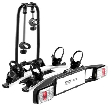 VEVOR Porte-vélos sur Attelage Capacité de Charge 2PCs jusqu'à 65 kg, Support de Vélos Monté sur Coffre de Voiture, Compatible avec Récepteurs de 5 cm, Verrouillable, avec Feu Arrière, pour Voyage