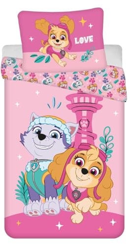 Jerry Fabrics Paw Patrol Skye Everest Kinderbettwäsche Rosa Bettdecke 140 x 200 + Kopfkissen 70 x 90 cm 100% Polyester