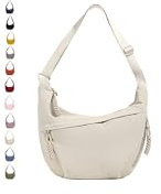 GoPaw Damen Halbmond Schultertasche Hobo Halfmoon Bag Crossbody Moon Bag mit Verstellbarer Schultergurt Damen Halbmond Tasche (Creme)