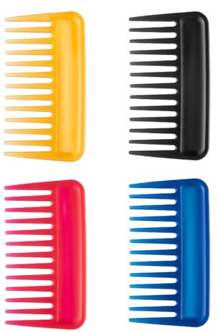 ZWWOGE Pack of 4 Portable Styling Comb, Handle Comb, Antistatic Strand Comb, Shatterproof Travel Comb, Small Wide Tooth Comb, Detangling Hair Comb for Long, Short, Curly, Wet Hair