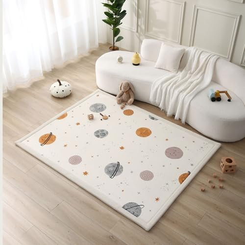 Wolkenweiche Spielmatte Baby 200x150x2,5cm, Planeten – Kinderzimmer Teppich mit hochwertigem Memory-Schaum – Krabbelmatte Baby mit Rutschfester Unterseite – Krabbeldecke, Kinderteppich, Tatami Matte