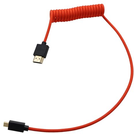 HangTon Micro HDMI 4K60 8K ProRes Câble Raw pour ATOMOS Ninja V Ultra Shinobi Canon R6 R5C Sony A7CII A7CR ZVE10 A7III G7 G95 Portkeys Feelworld VILTROX Moniteur, spirale rouge 50 cm