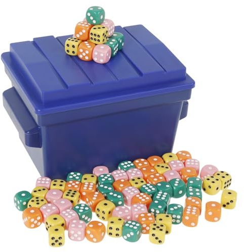 HuhWafee 80 Stück Polyedrische Würfel mit Dumpster Aufnahmebox,D6 Spielwürfel,Bunter Würfel Mehrfarben, Set für Würfelspiele Tischspiele (4 Farben)