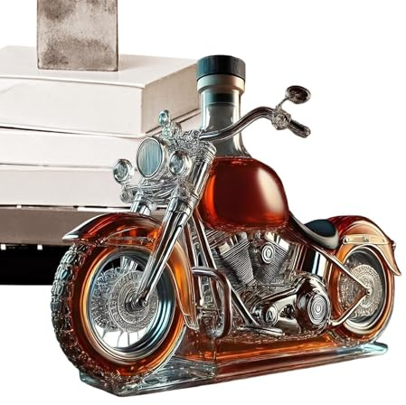 Carafe À Vin Rouge, Bouteille Décanteur en Verre pour Whisky Thème Moto, Aérateur de Spiritueux Vintage Décor de Bureau pour Whisky Champagne Vodka Cuisine Restaurant Commercial Amateurs de Moto