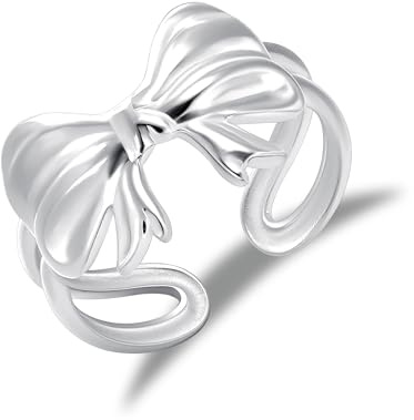 Gold Ringe Damen Sterling Silber Ringe Einfacher Offen Verstellbare Daumen | Silber Ringe Klobig Chunky Dick Breit Ring Silberen Groß Glatter Herz Gold Groß Glatter Flache Kuppel Ring Damen Frauen