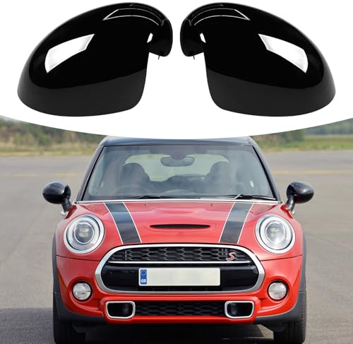TTCR-II Coque de Rétroviseur pour Mini Cooper R55 R56 R57 R58 R59 R60 R61 | 2PCS Boîtier de Rétroviseur R55 R56 R57 R58 R59 R60 Couverture Miroir 2007-2015 (Rétroviseur Rabattable électriquement)-Noir