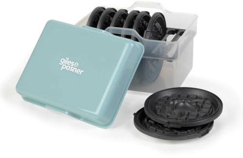 Giles & Posner Sorbet Gloss Plate Storage Box, Holds 8 Mini Plates | Durable Plastic, Sorbet Blue Finish, Compact Cupboard Storage, For Mini Waffle Maker Plates, Plates Not Included