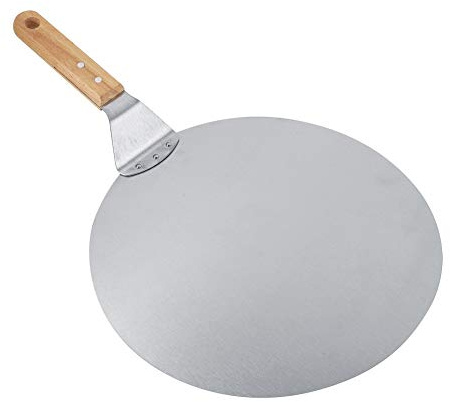 FLEXMAN Pizza Spatula, Stainless Steel Pizza Paddle with Wooden Handle, Pizza Spatula Peel Shovel for Transfer Cakes, Flowers