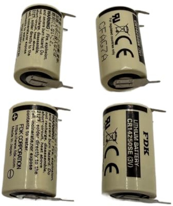 FDK CR 14250SE-FT1 Lot de 4 piles au lithium 3 V 1/2 AA – Cellule 2/1 broches + +/- Dimensions de la grille : 7,5 mm
