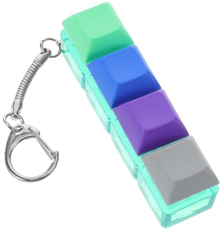 CTIRCHIU Mechanical Keyboard Keychain 4-hole Clicker with Green Linear Switch, Sensory Mini Keycap for Key Management and Stress Relief in Gaming and Office Use