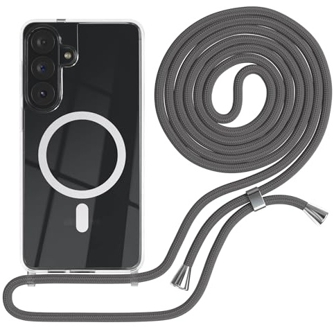 EAZY CASE - Handykette kompatibel mit Galaxy S26 Plus Kette zum Umhängen Stoßfest Handyhülle für Galaxy S26 Plus Silikon Hülle mit Band Handytasche Transparent als Fallschutz in Anthrazit