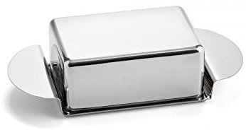 Weis Butterdose, Edelstahl, Silber, 23 x 10.5 x 6 cm