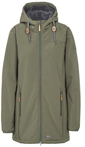 Trespass Damen Jacke Kristen, mit Kapuze, wasserdicht, längere Länge (2XL) (Moosgrün)