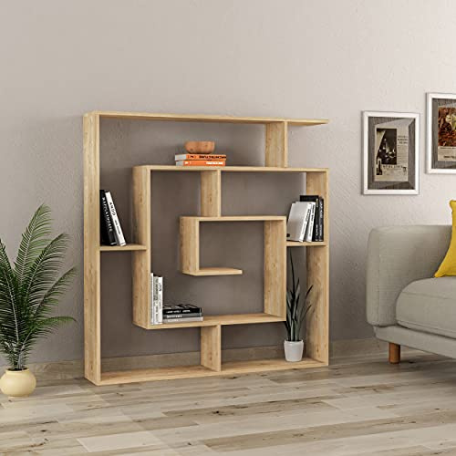 HOCUS PICUS Bücherregal mit 6 Etagen – tolles Display – Weiß, Anthrazit, Bordeaux und andere Trendige Farben – geeignet für Wohnzimmer und Büro, 129 x 125 x 22 cm