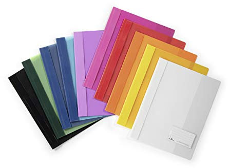 DURABLE Hunke & Jochheim Schnellhefter DURALUX®, für A4 Überbreit, 280x332mm (10 Farben sortiert | tranparenter Deckel)