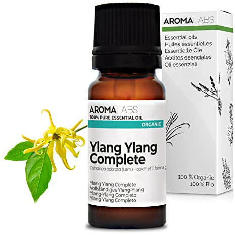 Aroma Labs - Ylang Ylang Completo - Aceite Esencial Orgánico - Quimiotipado y Certificado AB - 10 mL