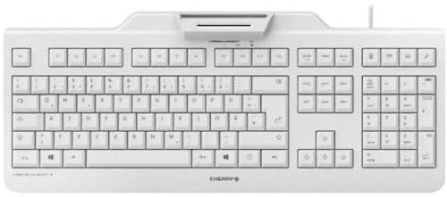 CHERRY SECURE BOARD 1.0, Teclado de Seguridad con Cable y Lector Integrado para Tarjetas Inteligentes y Tarjetas/Etiquetas RF/NFC, Distribución de Teclado Suizo QWERTZ, Negro