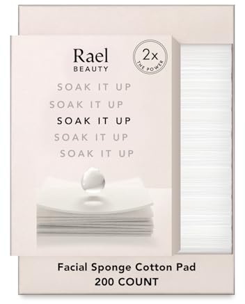 Rael Cotton Pads for Face - Facial Sponge, Square Pad Use with Toner, Makeup Remover, Lint-Free, Soft and Thin, Korean Skin Care (200 Count)