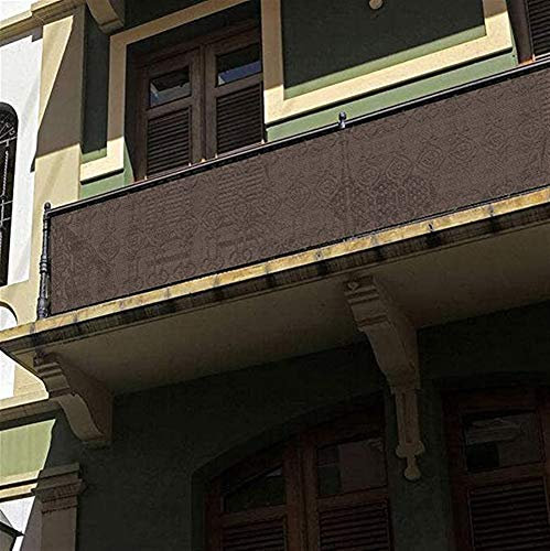 LIVEINU Balkonbespannung Balkon Sichtschutz Windschutz Sichtblende UV-Schutz Witterungsbeständig Gartensichtschutz UV 75% HDPE-Spezialgewebe Balkonverkleidung 75x600cm Braun