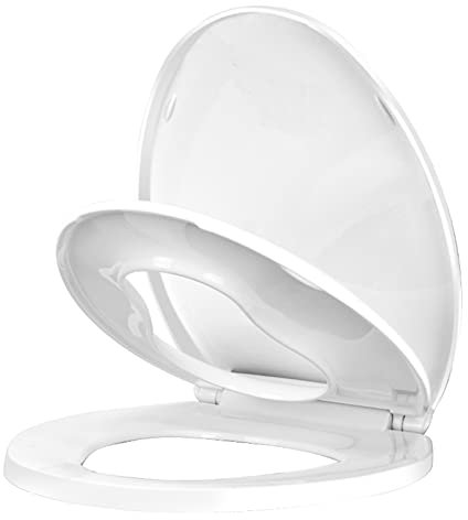 Wc Sitz Mit Eingebautem Kindersitz, Toilettensitz Kinder Klodeckel Mit Absenkautomatik Familien Wc Sitz Toilettendeckel 2 In 1 O/U/V Form, Langsamer Absenkung, Weiß
