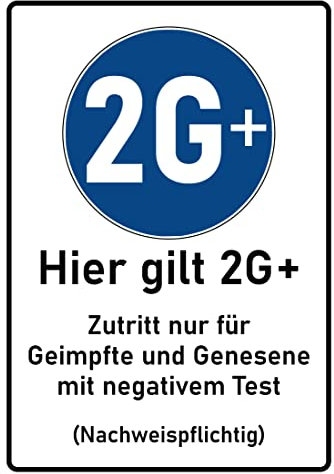 BilderKing 2G-Plus Schild als wiederablösbarer Hinweisaufkleber in A5, geeignet für alle Ebenen und glatten Untergründe. EIN professionelles 2G+ Hinweisschild, Warnschild