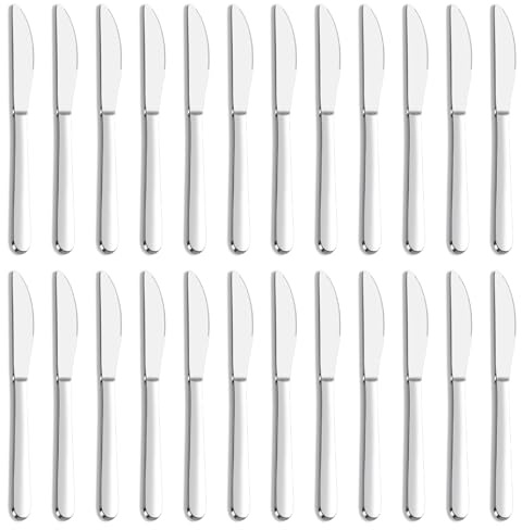 Gymdin 24 Pieces Knives Set - 9 Inches Dinner Knives, Butter Knife, Food Grade Stainless Steel Table Knife Set, Dishwasher Safe & Mirror Polished, Knife Silverware for Home/Restaurant/Kitchen