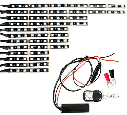 Riloer Lampada a strisce al neon a LED moto, telecomando RGB sotto luci intense, striscia decorativa a LED 5050SMD