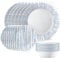 Corelle 18-Piece Dinnerware Set, Service for 6, Lightweight Round Plates and Bowls Set, Vitrelle Triple Layer Glass, Chip Resistant, Microwave and Dishwasher Safe, Nautical Stripes