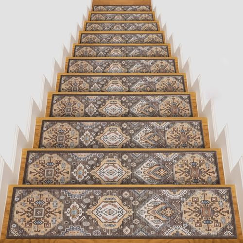 YWAQMCT Peldaños antideslizantes y lavables, 8 x 30 x 0.3 pulgadas, alfombra suave y cómoda para superficies de madera, mármol, vinilo o metal, interiores, exteriores, escaleras, pasillo (8 x 30