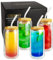 Creano Verre à double paroi avec couvercle en bambou et paille - 360 ml - Lot de 4 - Gobelets à smoothie - Bubble Tea - Verre à cocktail